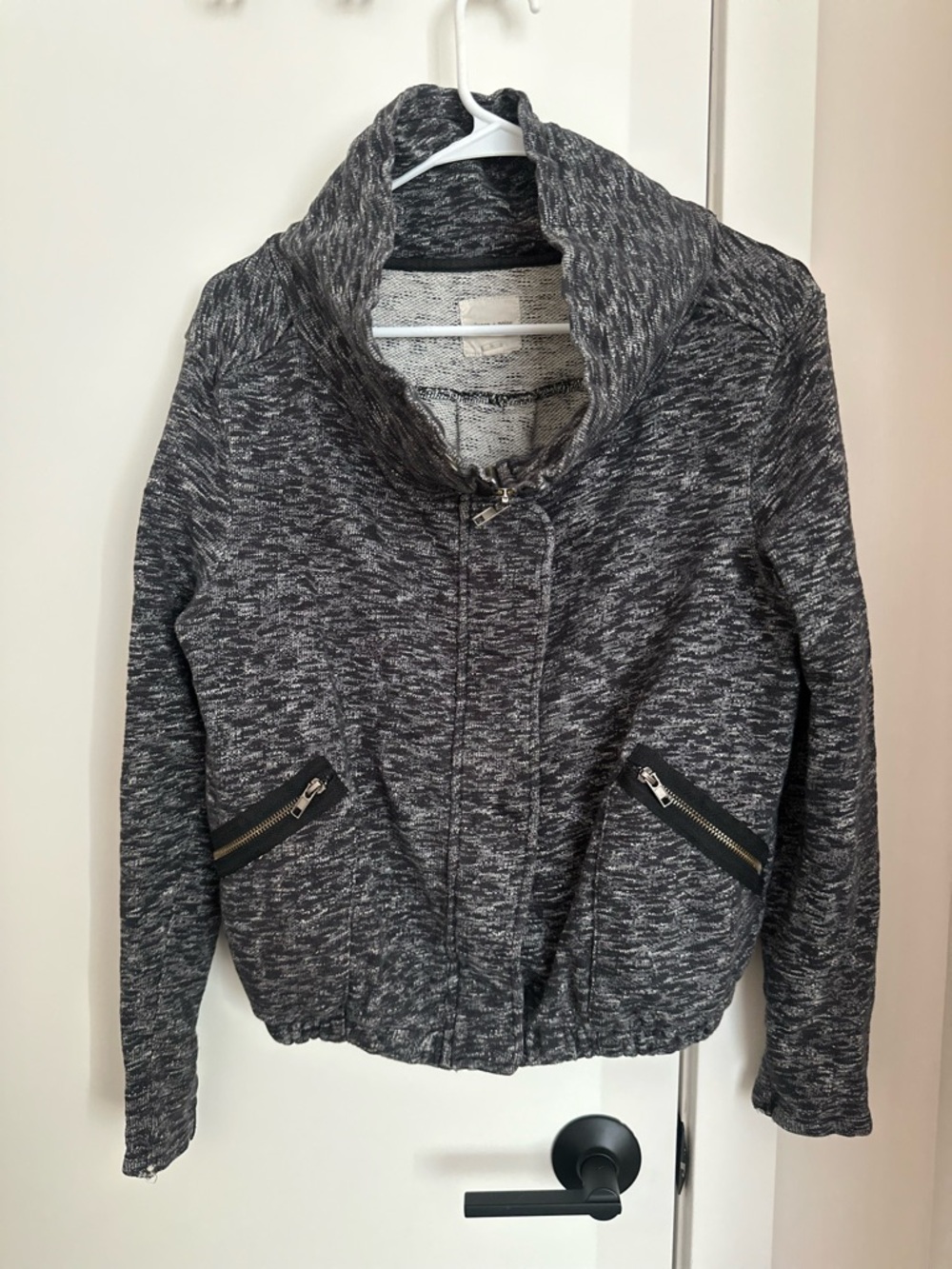 silence + noise Charcoal Marled Zip Bomber Jacket